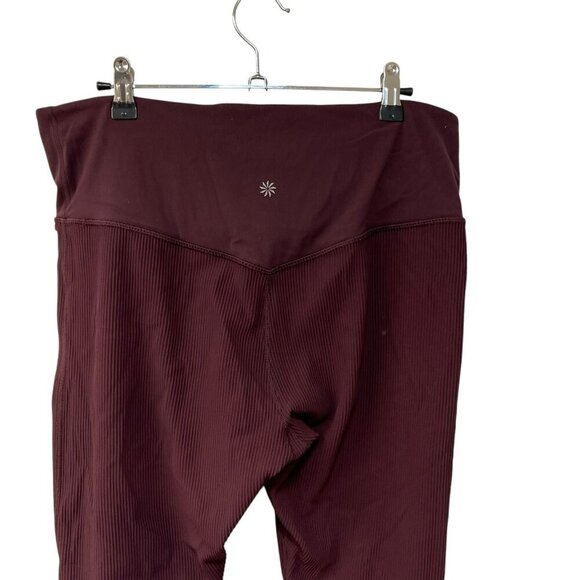 Athleta Elation Crossover Rib 7/8 Tight Size XL Maroon Plum Purple Athletic Gym - Picture 5 of 6